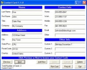 Contact Card - náhled