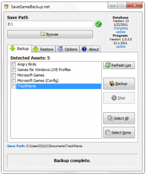 SaveGameBackup.net - náhled