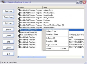 Free Window Registry Repair - náhled