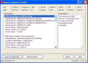 Karens Computer Profiler - náhled