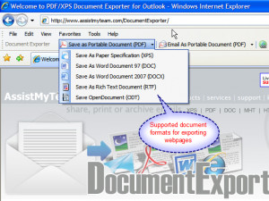 PDF/ XPS Exporter for Internet Explorer - náhled