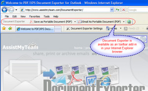 PDF/ XPS Exporter for Internet Explorer - náhled