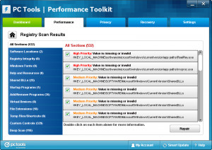 PC Tools Performance Toolkit  - náhled