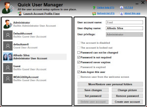 Quick User Manager - náhled