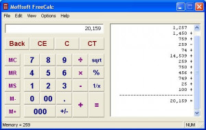 Moffsoft FreeCalc - náhled