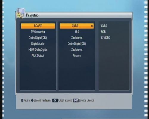 Homecast HS8500 CIPVR - menu