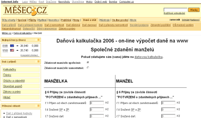Společné zdanění manželů - kalkulačka
