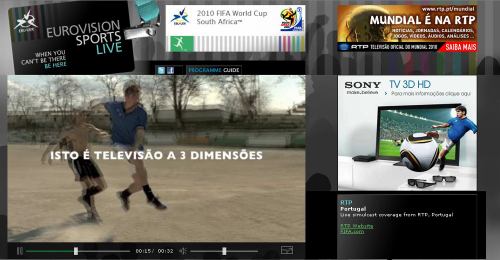 MS fotbal 2010 - web EBU reklama na TV Sony 3D