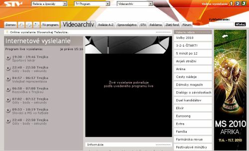 MS fotbal 2010 - web STV úvodní stream