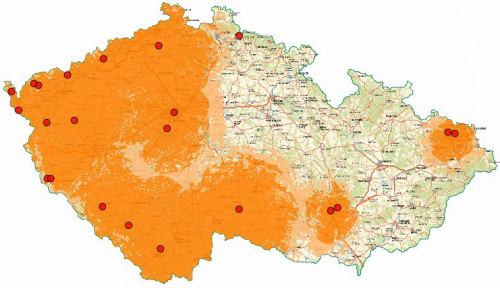 Mux 1 - pokrytí ČR k 1.7.2009