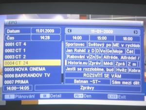 FTE MAX T115 EPG seznam