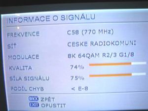 Sencor STV 2112DVBT - informace o signálu