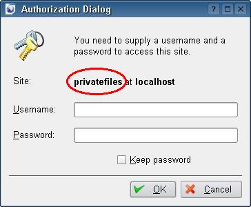 Authorization dialog