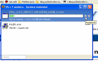 Firefox 3 - Správce stahování