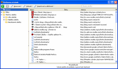 Firefox 3 - Knihovna stránek
