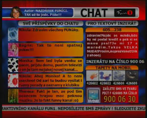 Zpoplatněný chat je jedním z hlavních zdrojů příjmů televize Fun 1 (Zdroj: www.fun1.cz) Fun 1 chat
