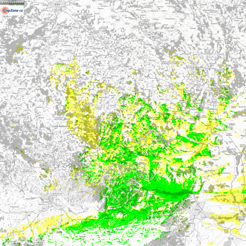 Mapa pokrytí - Jauerling local mux