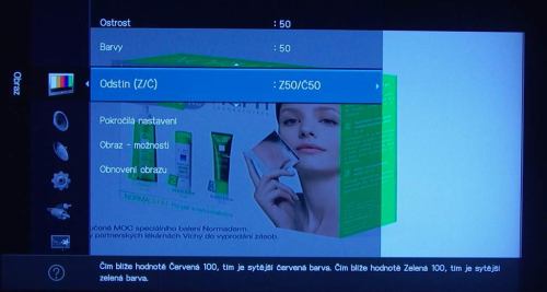 Samsung LCDB550 menu - barvy
