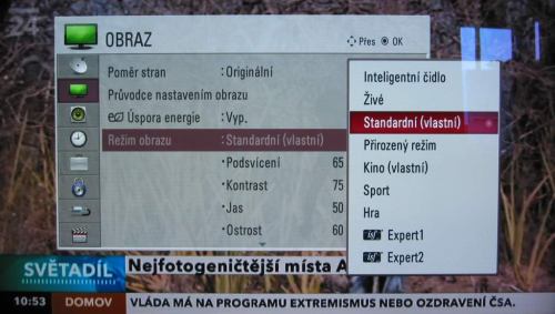 LG LD950 - menu - obraz - režimy