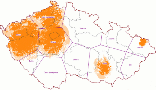 Mux 3 - pokrytí ČR k 15.3.2009
