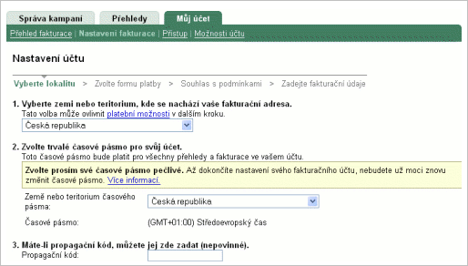 Nastavení fakturace Nastavení fakturace