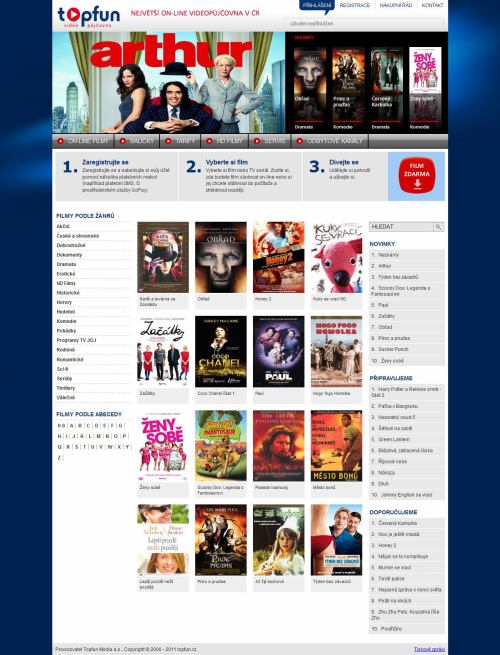 Topfun videopujčovna - řazení