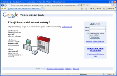 Google Sites - úvodní stránka