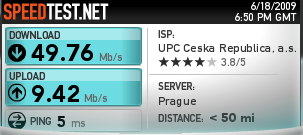 Speedtest.net a UPC Fiber