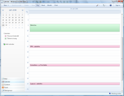 Windows Live Mail - kalendář